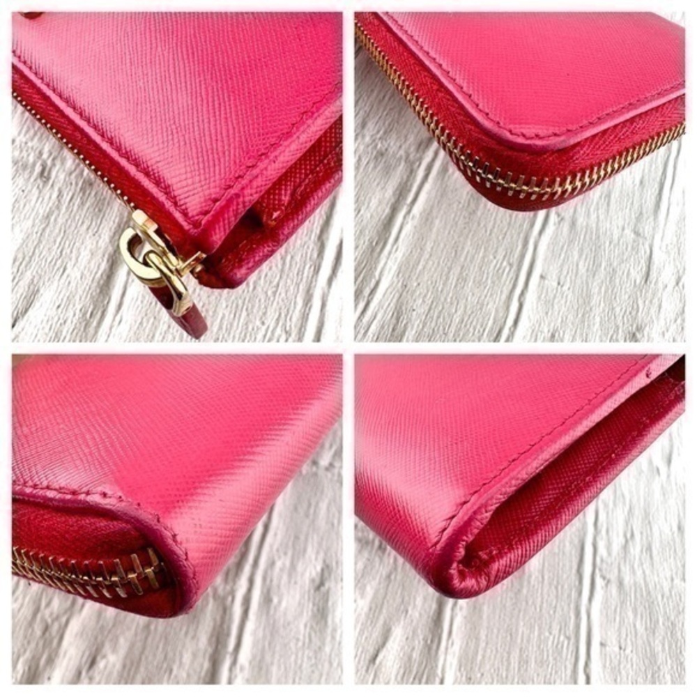 AUTHENTIC Prada Saffiano Metal Leather Continental Wallet. Color: Pink. - Picture 8 of 16
